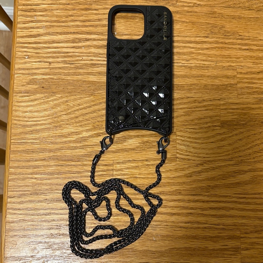 Bandolier Glossy Black Phone Case with Chain
